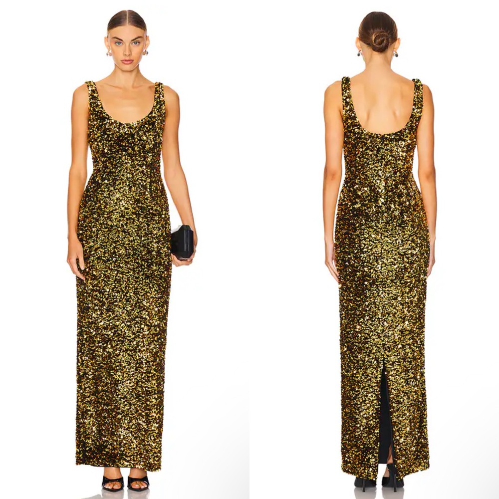 Lovers and Friends Ginger Sequin Gown maxi dress in Disco Gold Size Small
